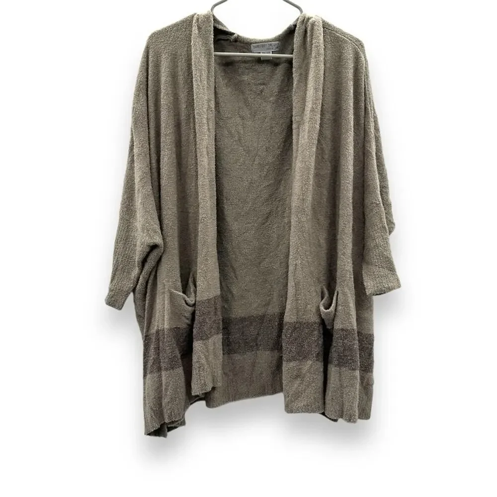 Barefoot Dreams CozyChic Lite Cliffside Gray Striped‎ Cardigan Wrap One Size